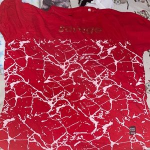 Red white gold savage shirt